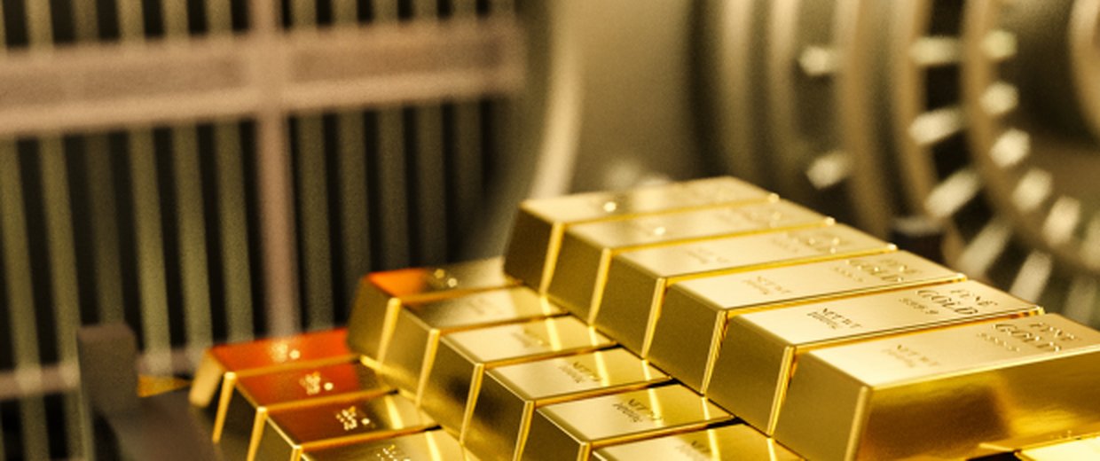 Gold bars in vault