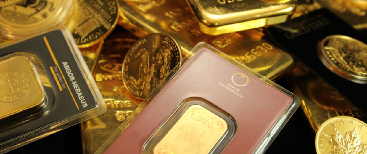 Gold bars and coins